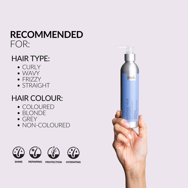 MUK. Intense Repair Shampoo - Reconstructing Formula for Dry, Damaged Hair. Hair Repair Protein Shampoo Strengthens, Moisturises & Restores Elasticity, 300ml - Image 5